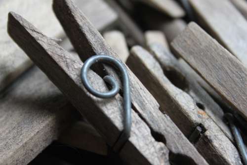 Clothes Peg Old Brocante Close Up Wood Iron