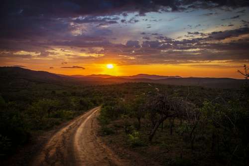 Clouds Dawn Dirt Road Dusk Landscape Nature Path