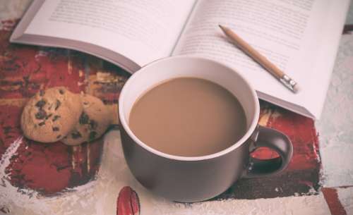 Coffee Book Pencil Chocolate Chip Cookies Reading