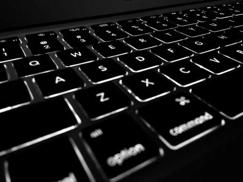 Computer Keyboard Typing Electronics Illuminated