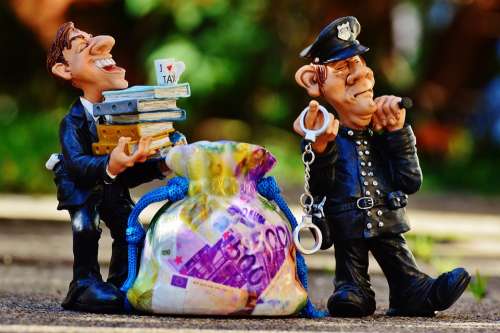 Taxes Tax Evasion Police Handcuffs Scam