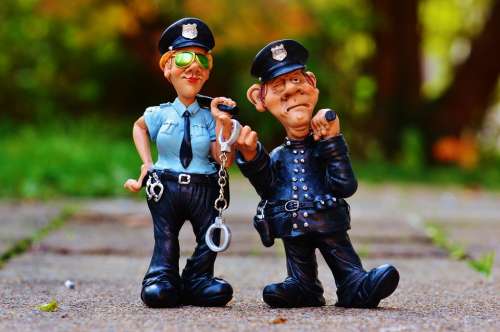 Cop Policewoman Colleagues Funny Figure Police