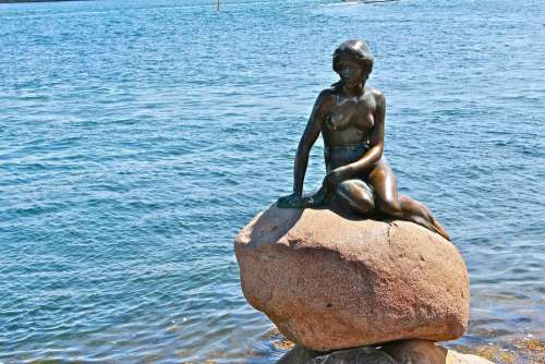 Copenhagen Mermaid Denmark Statue Sculpture Water