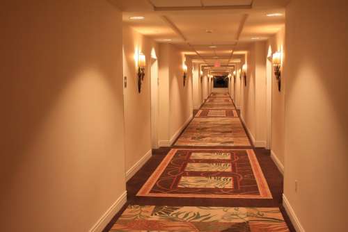 Corridor Hotel Carpets Indoor Entrance Building