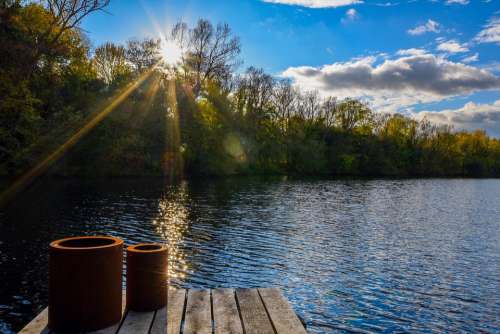 Cotswolds Water Park Lake Sunlight Water Landscape