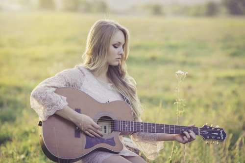 Country Guitar Girl Music Instrument Musical