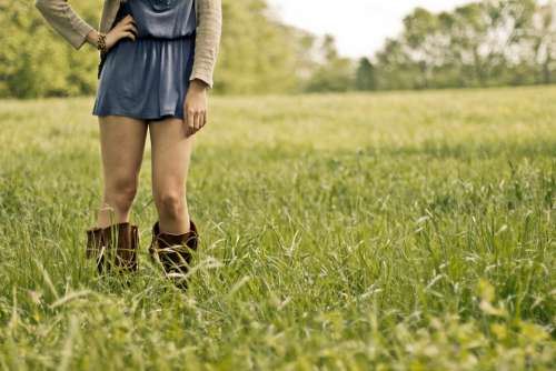 Countrygirl Girl Legs Woman Female Field