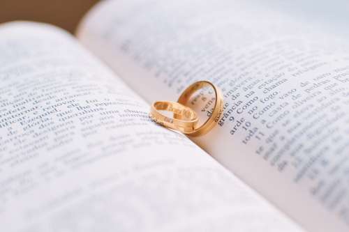 Couple Love Rings Book Wedding Bible Vows