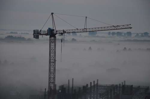Crane Building The Lift The Fog