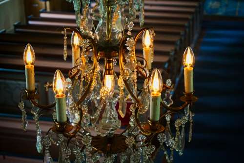 Crown Chandelier Church Old Middle Ages Candles