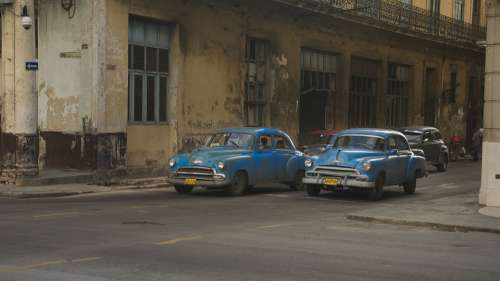 Cuba Havana Street Vehicle Blue Tourism