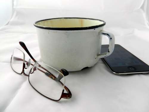 Cup Sunglasses Phone Breakfast Mobile Phone
