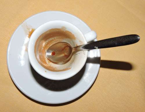 Cup Dirty Coffee Teaspoon Saucer
