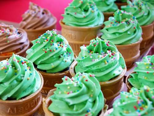 Cupcake Candy Muffins Green Dessert Cream Sweet
