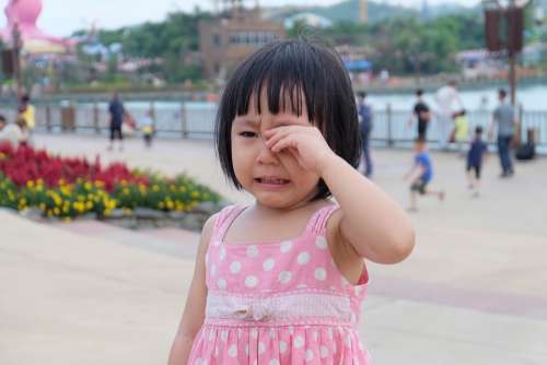 Cute Girl Cry Amusement Park
