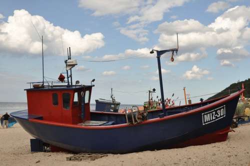 Cutter A Fishing Vessel Sea The Coast Beach Poland