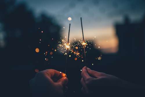 Dark Fireworks Hands Lights Macro Sparklers