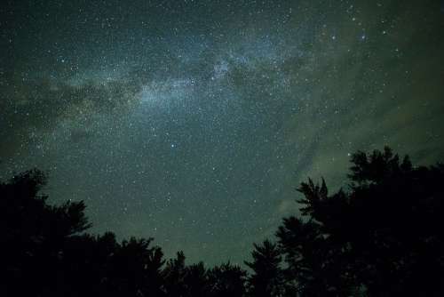 Dark Milky Way Night Silhouette Sky Stars