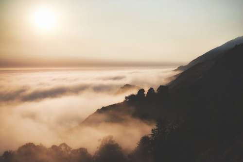 Dawn Dusk Fog Landscape Hills Nature Outdoors