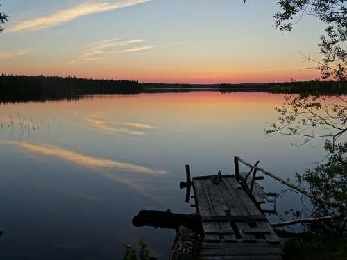 Dawn Sunrise Sun Summer North Lake Karelia