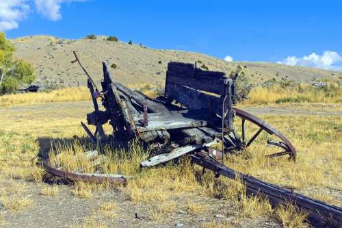 Decaying Wagon Bannack State Park Ghost Town