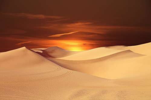 Desert Sun Landscape Sunset Dune Horizon