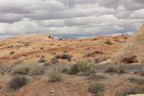 Desert Landscape Cloudy Scenic Sage
