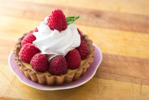 Dessert Raspberries Whip Cream Fruit Food