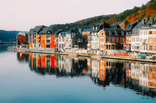 Dinant Row Houses Waterfront Belgium City Urban