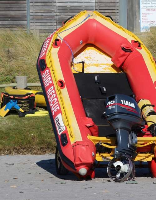 Dinghy Powerboat Lifeboat Beach Sea Ocean