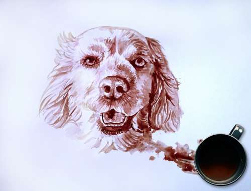 Dog Portrait Coffee Painting Painting Dog Lovers