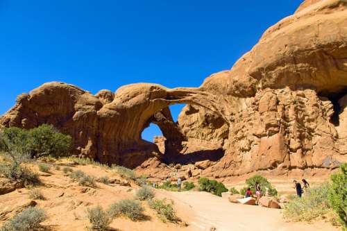 Double Arch Sandstone Arches National Park Utah