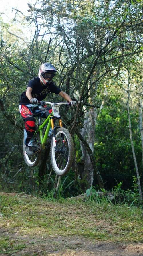 Downhill Jump Bicycle Mountain Athlete Exercise