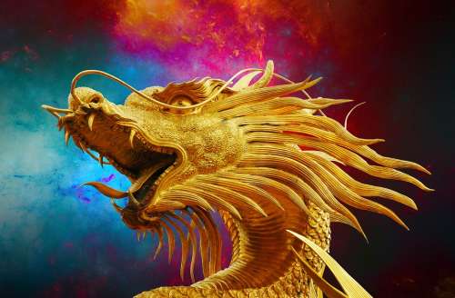 Dragon Broncefigur Golden Dragon Thailand