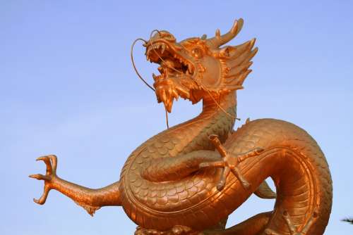 Dragon Statue Sculpture China Asian Culture