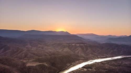 Drone Sunset River Sky Nature Landscape Sun