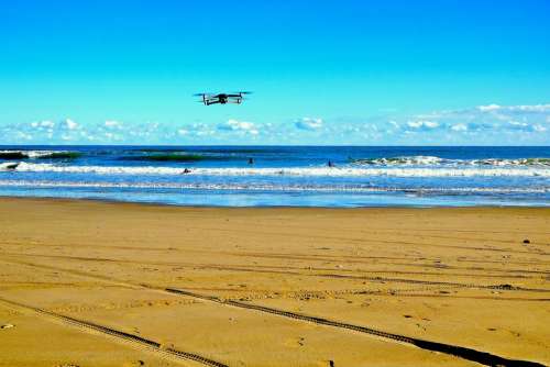 Drone Surfing Winter Beach Sea Sky Shutting Wave