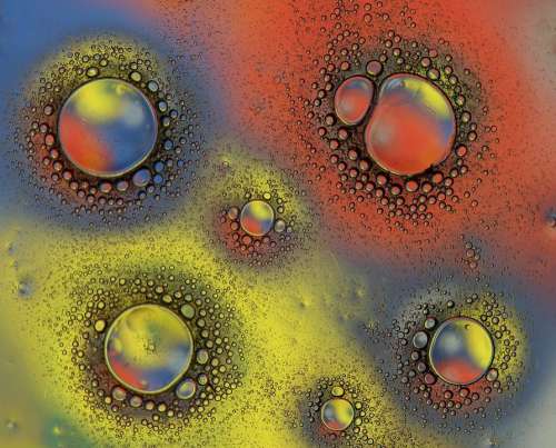 Drops Macro Water Liquid Coloring Reflection