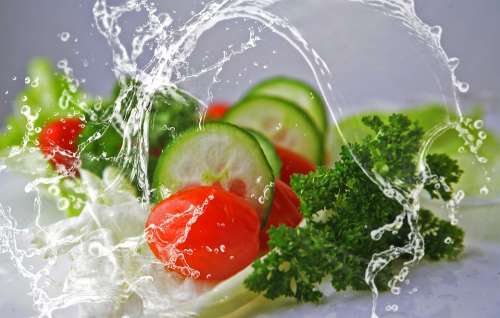 Eat Salad Cucumbers Food Tomatoes Mixed Water