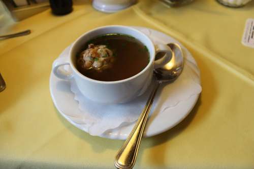 Eat Soup Soup Dumplings Spoon Consommé Cup Starter