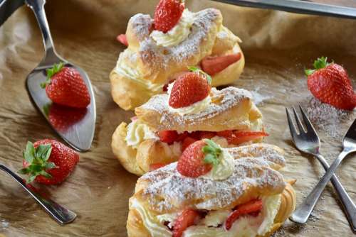 Eclair Strawberry Cake Strawberries Whipped Cream