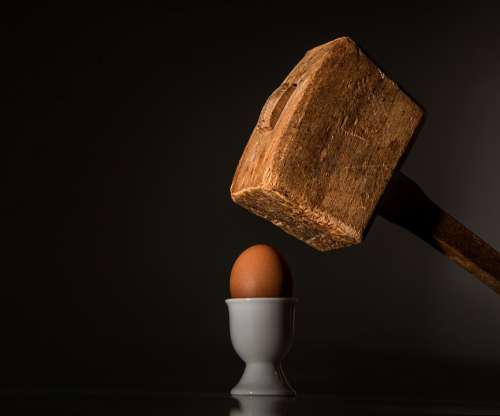 Egg Hammer Threaten Violence Fear Intimidate Hit