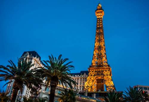 Eiffel Tower Las Vegas Paris Lights Night Famous