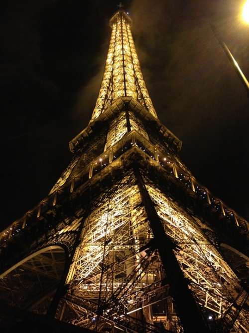 Eiffel Tower Paris Lights France Travel Sky