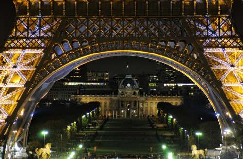 Eiffel Tower Night Hotel Des Invalides Paris