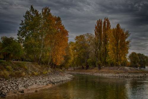 Esztergom Danube River Autumn Mood