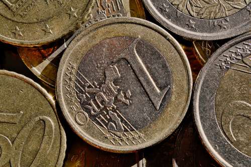 Euro Coin Closeup Currency Money Coins Texture