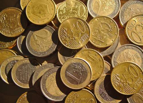 Euro Coin Closeup Currency Money Coins Texture