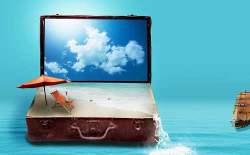 Fantasy Travel Vacations Luggage Sea Beach