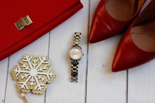 Fashion Clothes Watch Pins Red Ladies Watch